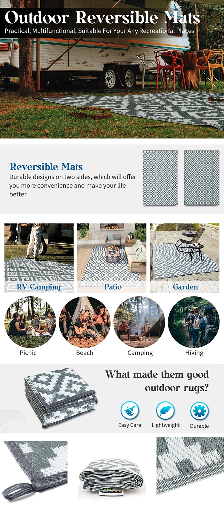 Znz Reversible Grill RV Patio Mat 9*18