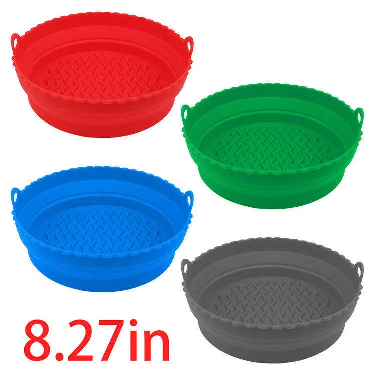 BPA Free Food Safe Reusable Non-Stick Round Air Fryer Silicone Pot Liner