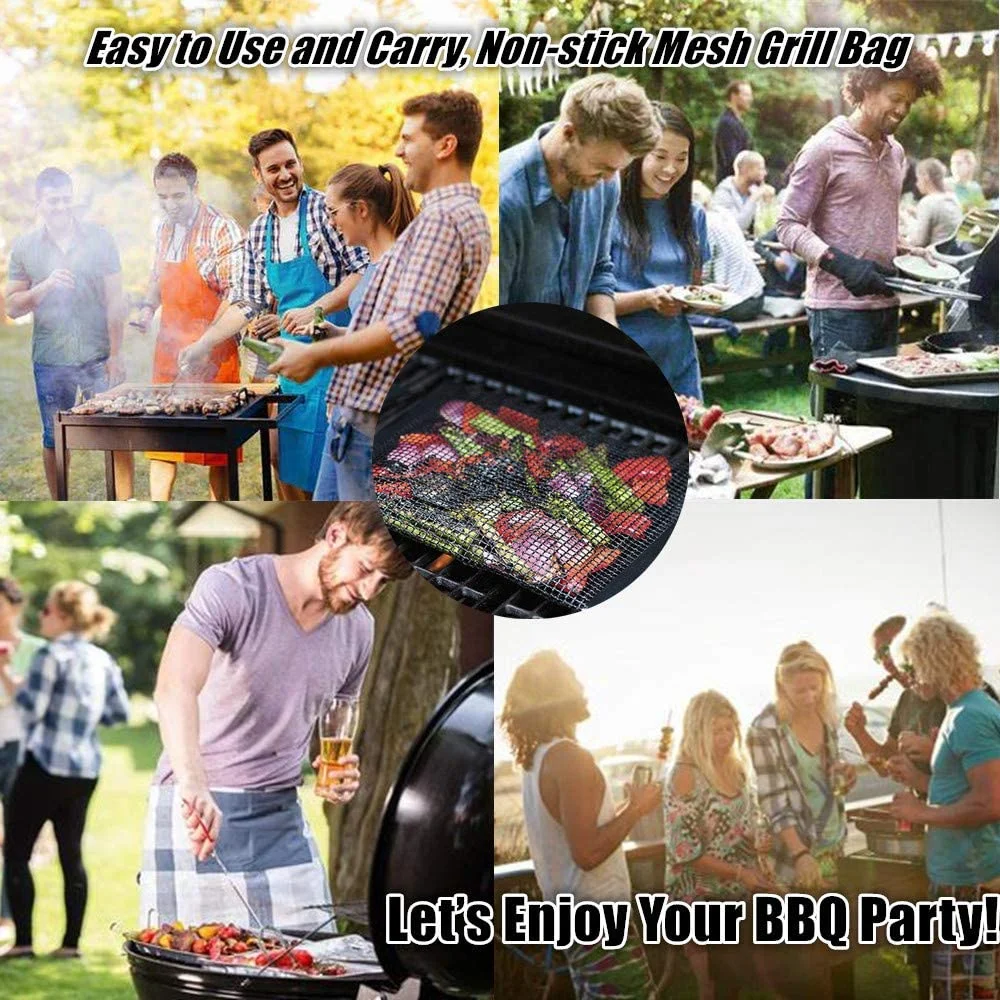 High Temperature Nonstick Barbecue Mesh Grill Bag Made of PTFE Glass Fabric