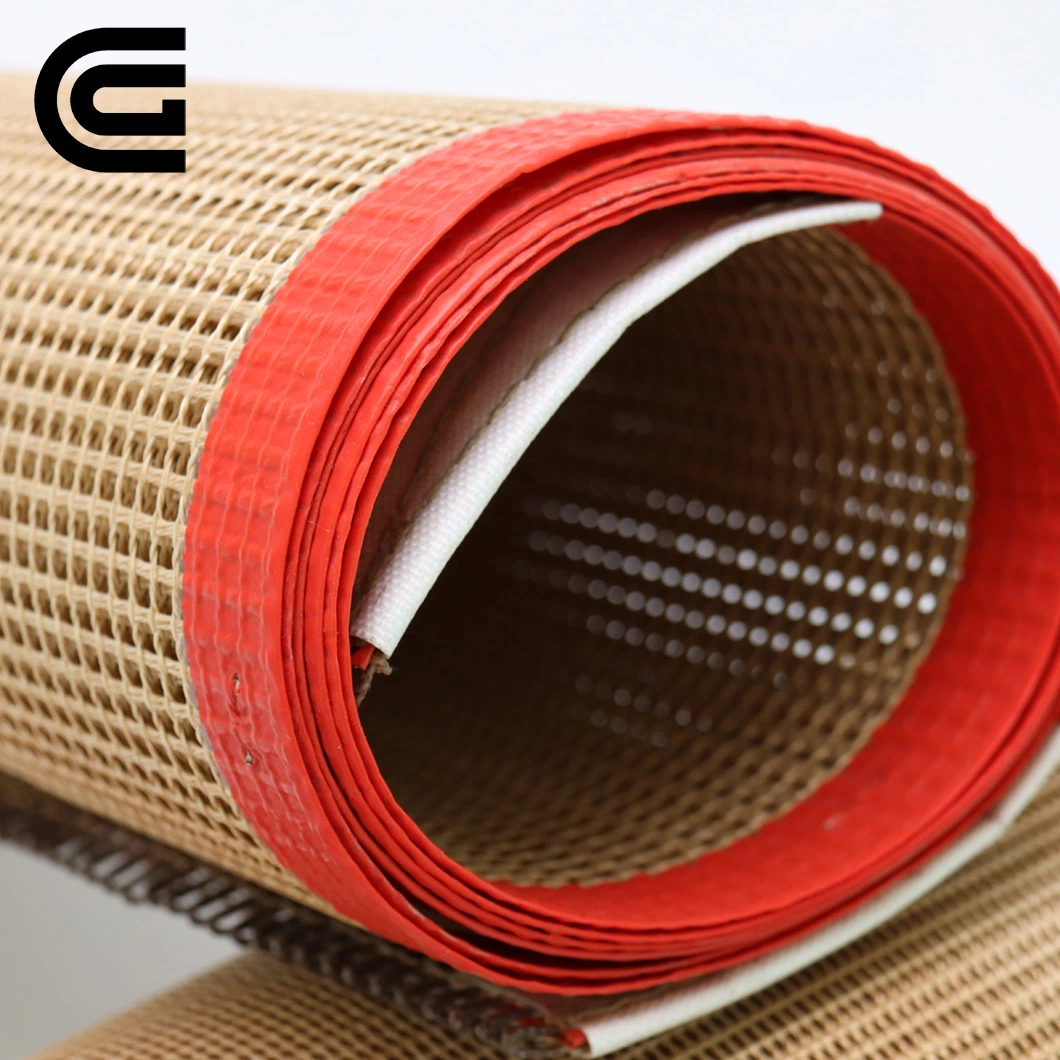 Chinese Manufacturer High Temperature Resistance Brown PTFE Coated Fiberglass Mesh Conveyor Belt