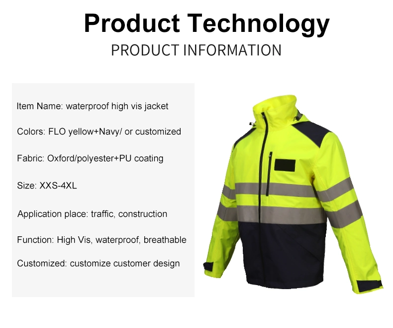 Custom Oxford Road Rescue Men Reflective Waterproof Jacket Clothing with CE Certificates