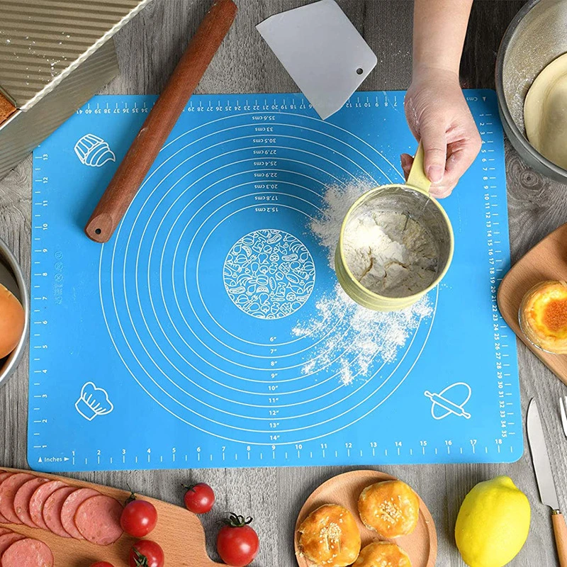 Silicone Baking Mat, Extra Large Non-Stick Pastry Dough Mat with Scale