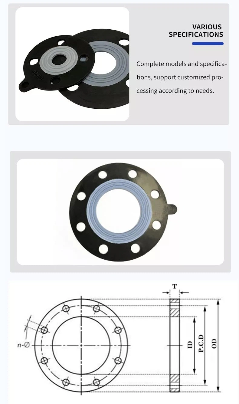 PTFE + EPDM Flange Gaskets Are Widely Used in Water Pipe Pump Fittings and Valves