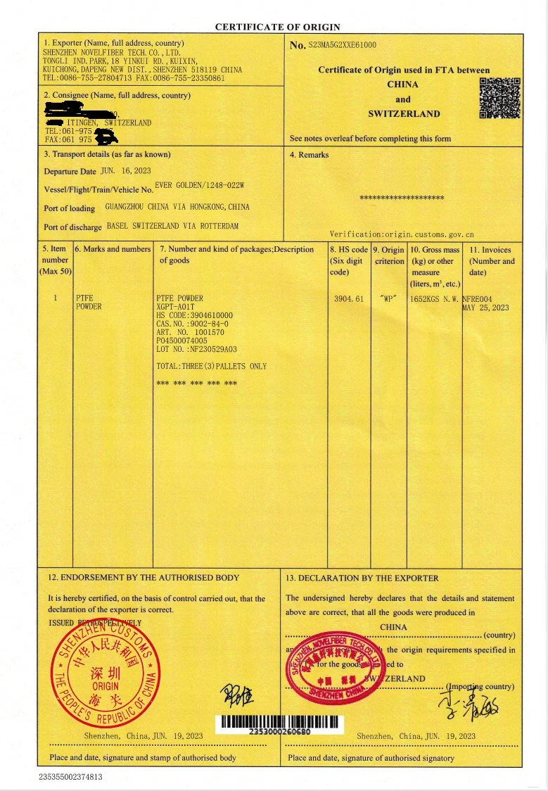 PTFE Powder for Battery with SGS Certificated Report