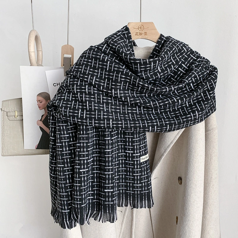 Classic Scarf Women, Super Soft Womens Mens Classic Cashmere Feel Wrap Scarf Plaid Scarves Check Tassel Scarves