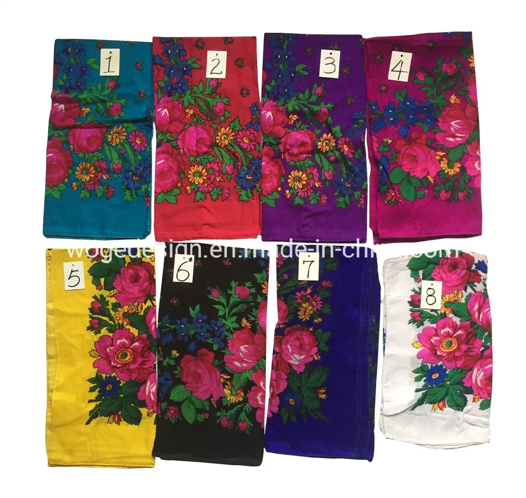 Woge Factory Top Sold Muffler Headscarf Scarves Lady Print Floral Cotton Feeling Acrylic Square Russian Other Scarf