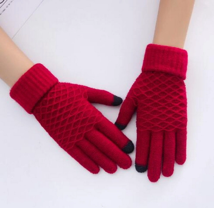 Custom Korean Style Winter Touch Screen Knitting Wool Warm Gloves