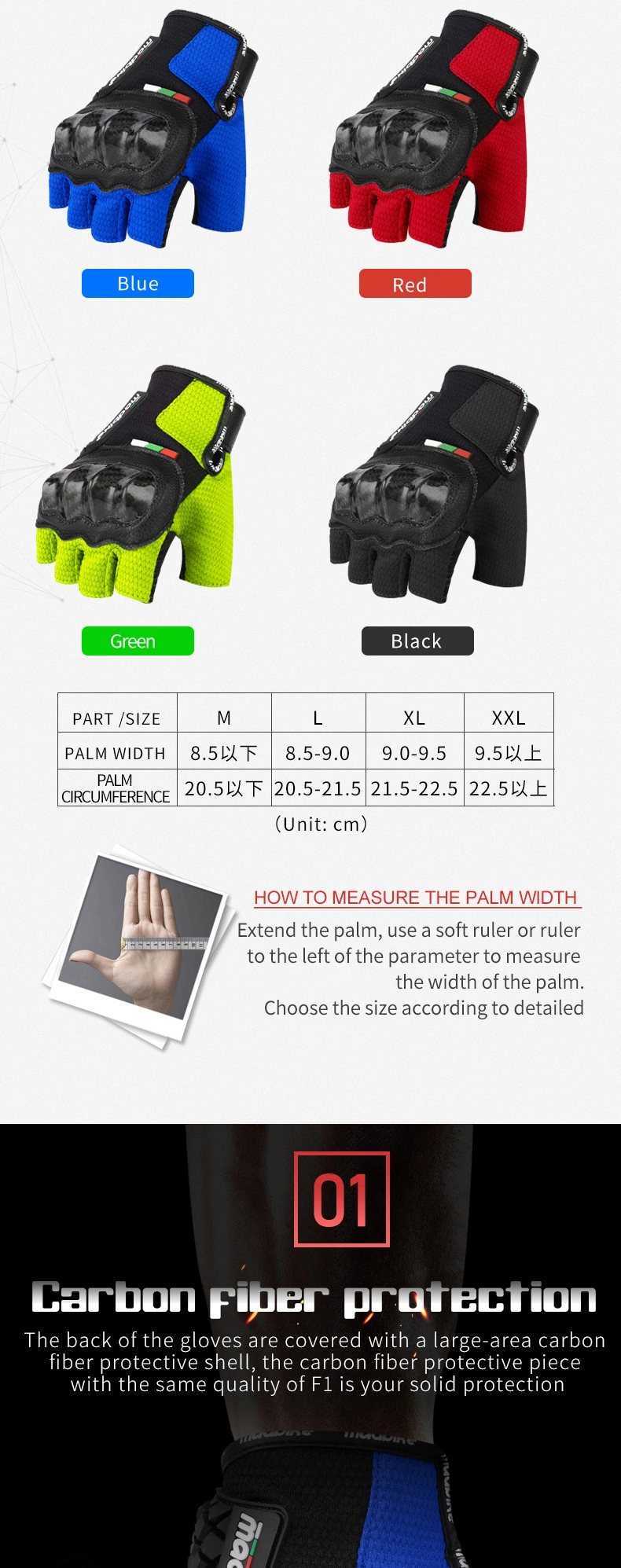 Hot Sale Motorcycle Riding Gloves Motocross Breathable Half Finger Motorcycle Hand Bicycle Gloves Racing Fingerless Gloves