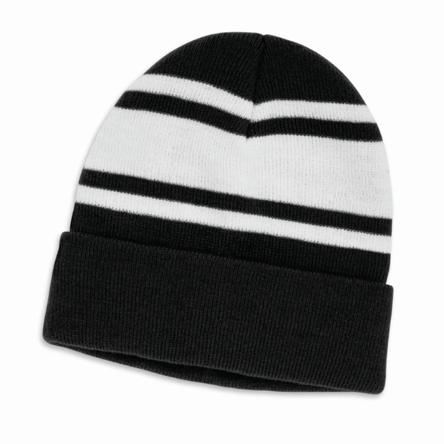 Rib Knit Beanie With Stripe