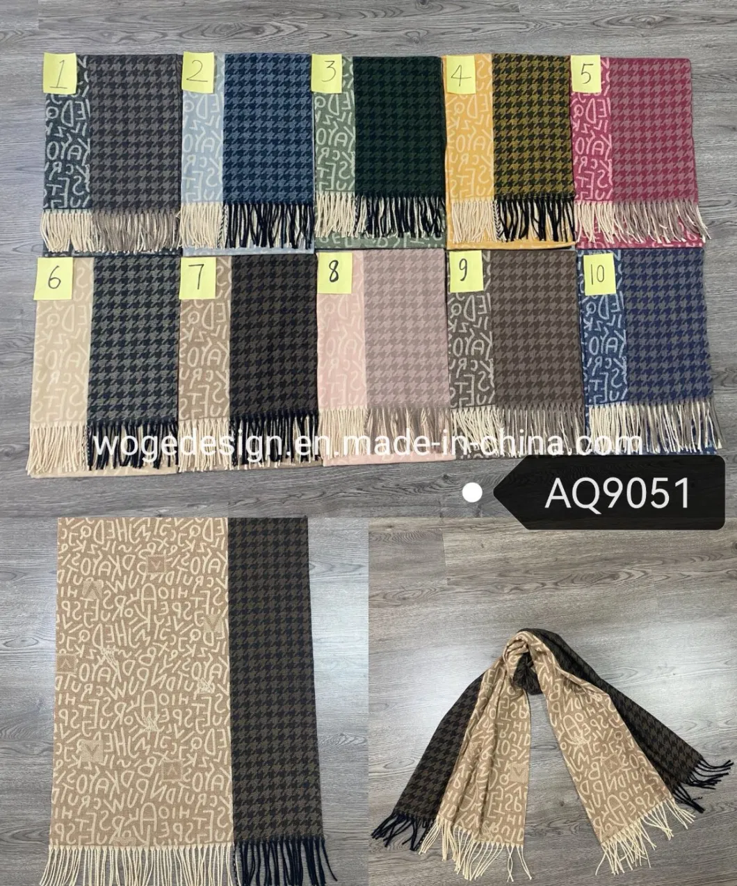 Factory Bulk Buy Extra Wool Feel Letter Large Scarfs for Womens Cold Weather with Fringe