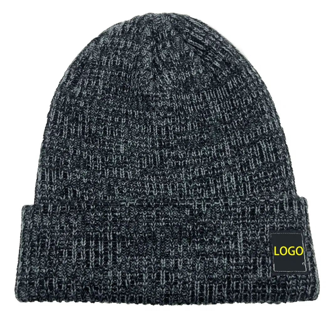 Warm Soft Black Knitted Hats with Customized Embroidery Logo and Polar Fleece BSCI Oeko Tex