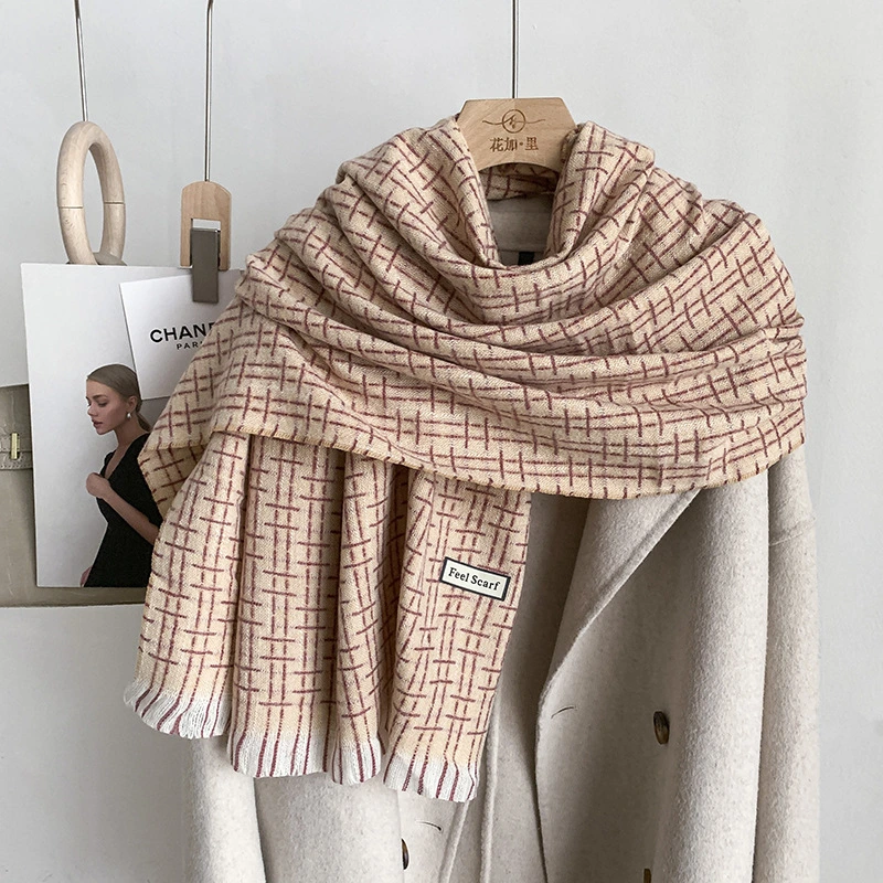 Classic Scarf Women, Super Soft Womens Mens Classic Cashmere Feel Wrap Scarf Plaid Scarves Check Tassel Scarves