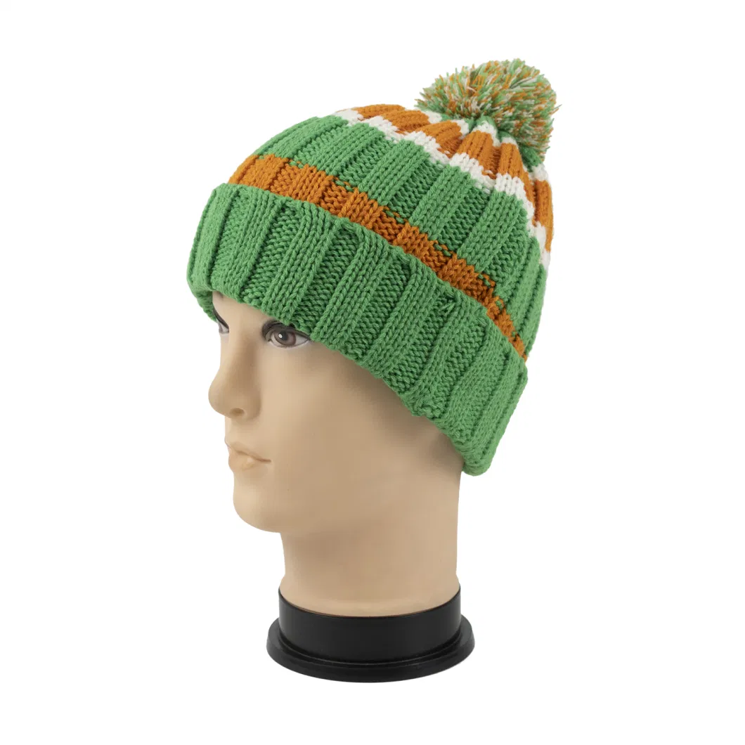 Wholesale Cheap Acrylic Custom Jacquard Knitted Winter Beanie