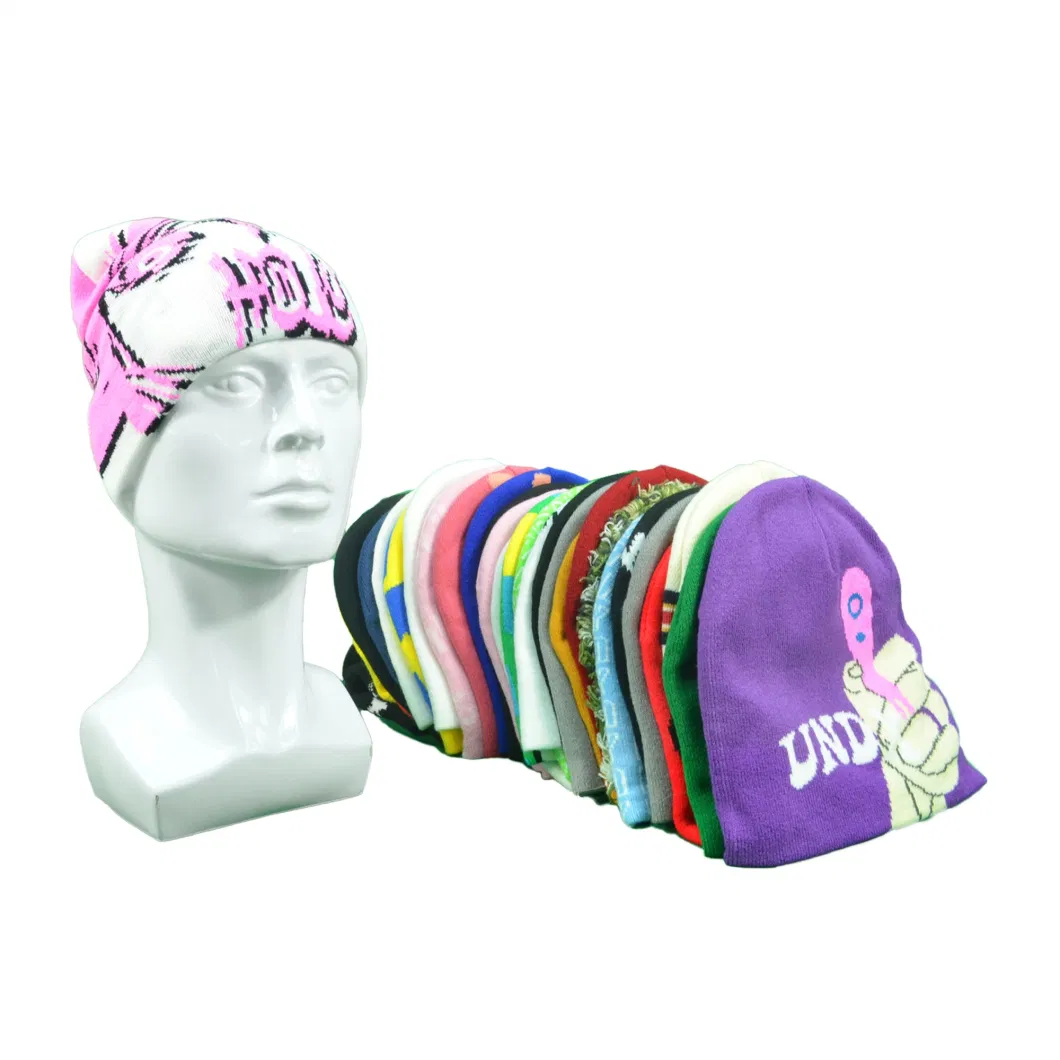 Custom Beanie Hats Colorful Pattern Jacquard Knit Beanie Multicolor Beanies