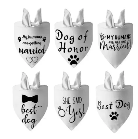 2022 Hot Sell Cross-Border Dog Bandana Wedding Banquet White Suit Dog Saliva Towel Dog Head Scarf Suitable for Many Occasions