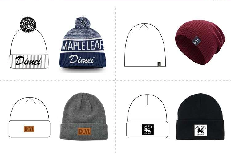 OEM Acrylic Graphic Design Fashion Winter Warm Knitted Hat with Jacquard Logo Print Custom Skull Beanie