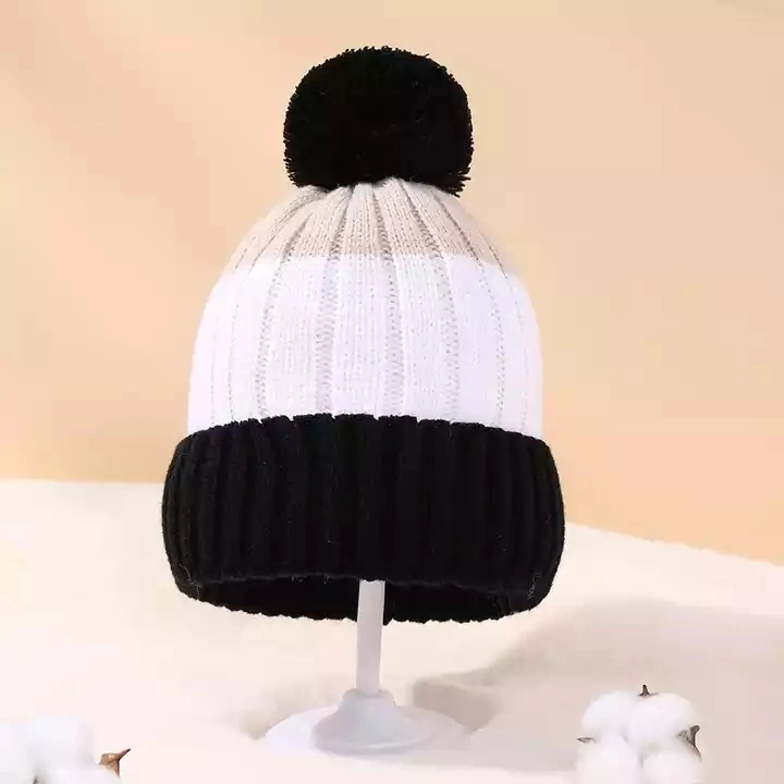 Newest Design Hot Popular Warm Soft Elegant Lovely Stripe Winter Children Knit Beanie