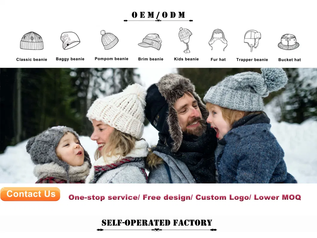 ODM Factory Custom Logo Beanies for Women Men Unisex Knitted Hats Embroidered Letter Patch Ribbed Chunky Knit Ribbed Winter Caps