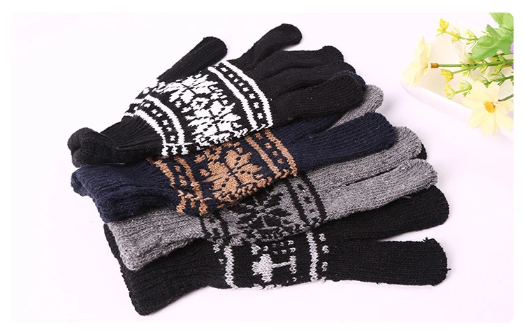 Promotional Cheap Xmas Christmas Snowflake Winter Magic Gloves Knit Jacquard Unisex