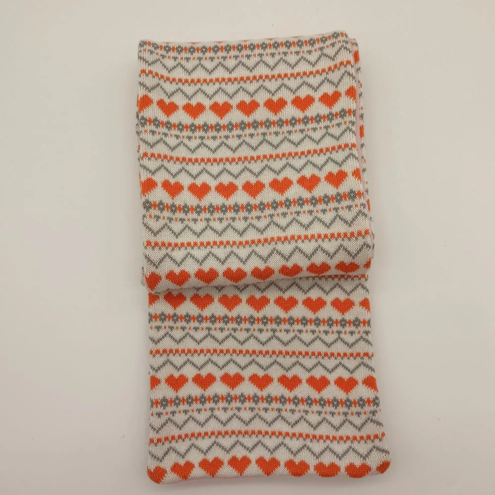 Multi Color Love Jacquard Knit Scarf with Fleece Lining