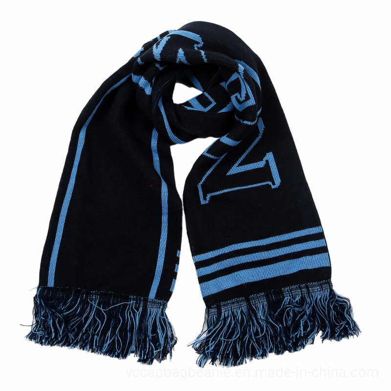 Sublimation Printing Acrylic Polyester Winter Knit Jacquard Football Soccer Fan Scarf