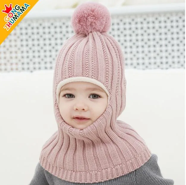 Winter Child Knitted Warm Hat and Fleece Lining Neck Warmer Scarf Set for Kids