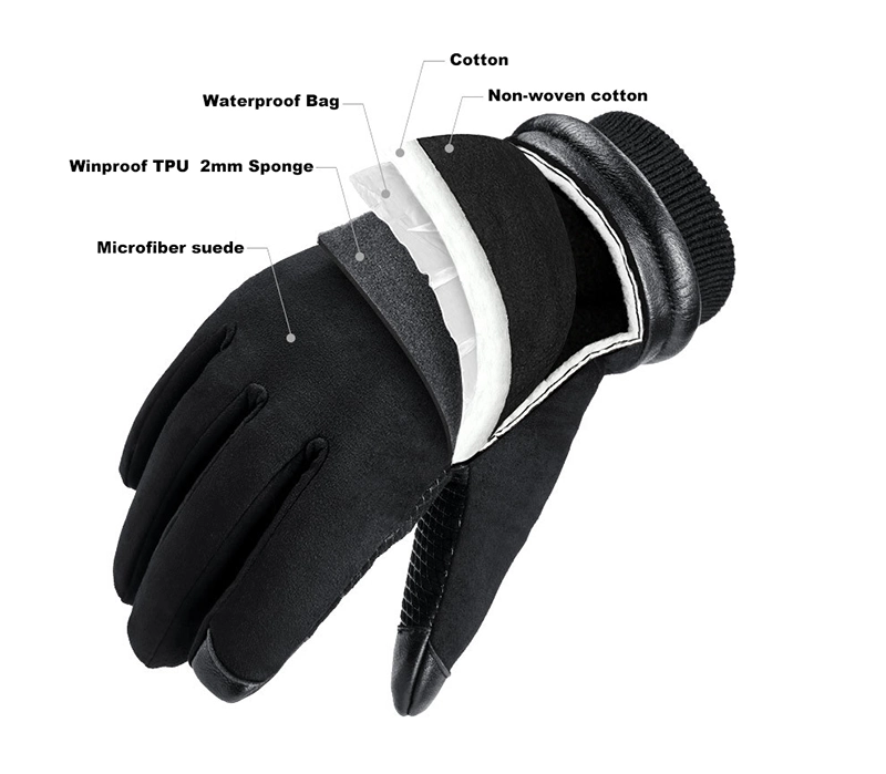 Wholesales Black Touchscreen Motorcycle Gloves Full Finger Protective Winter Gloves for Men