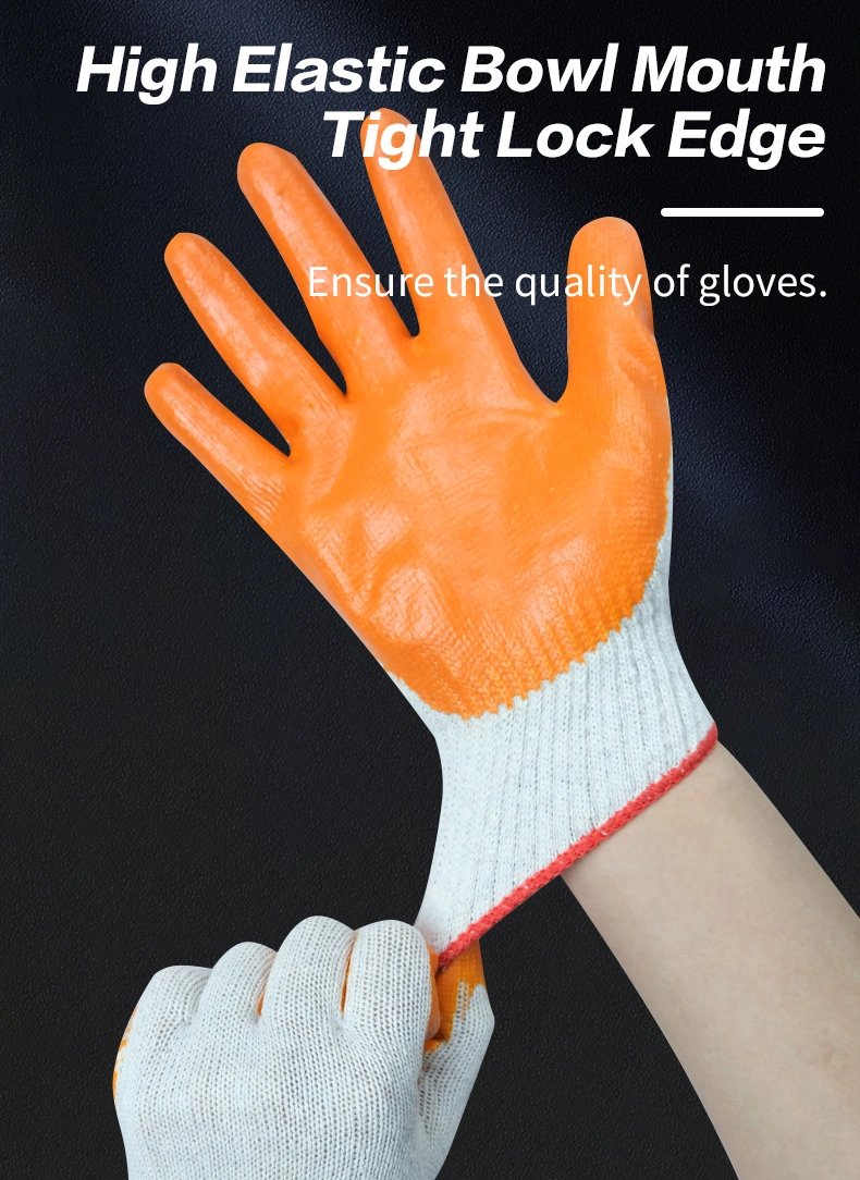 Wholesale Price 30-80g/Pairs Protective/Hand/Industrial/Construction/Safety/Work Labor Cotton Knitted Latex Coated Gloves for Working