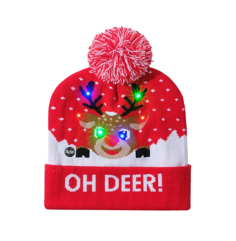 Christmas LED Light up Hat LED POM POM Hat with Gingerbread Man