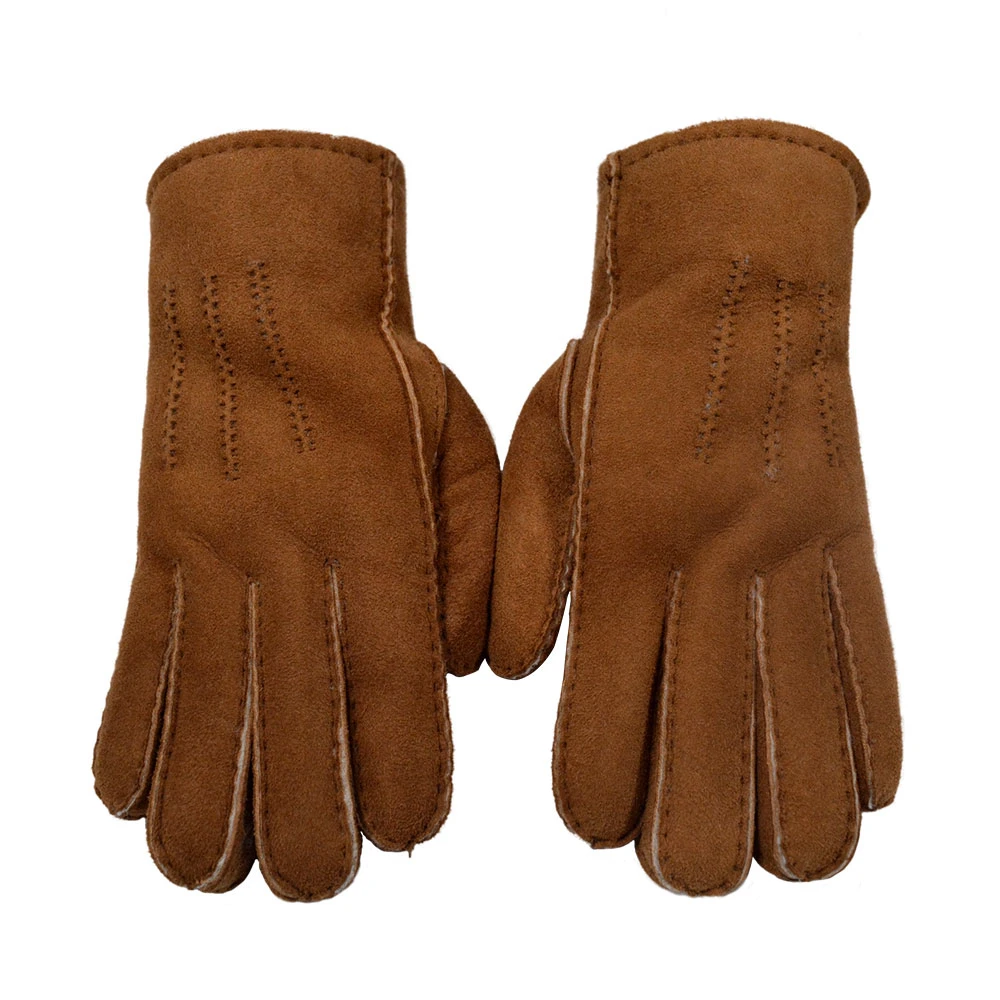 Winter Genuine Sheepskin Wool Fleece Lining Thick Unisex Gloves