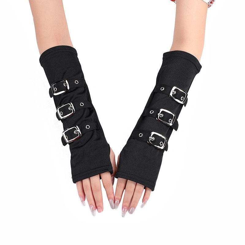 Fashionable Personalized Punk Wristband Mittens Punk Style Party Black Milk Silk Gloves