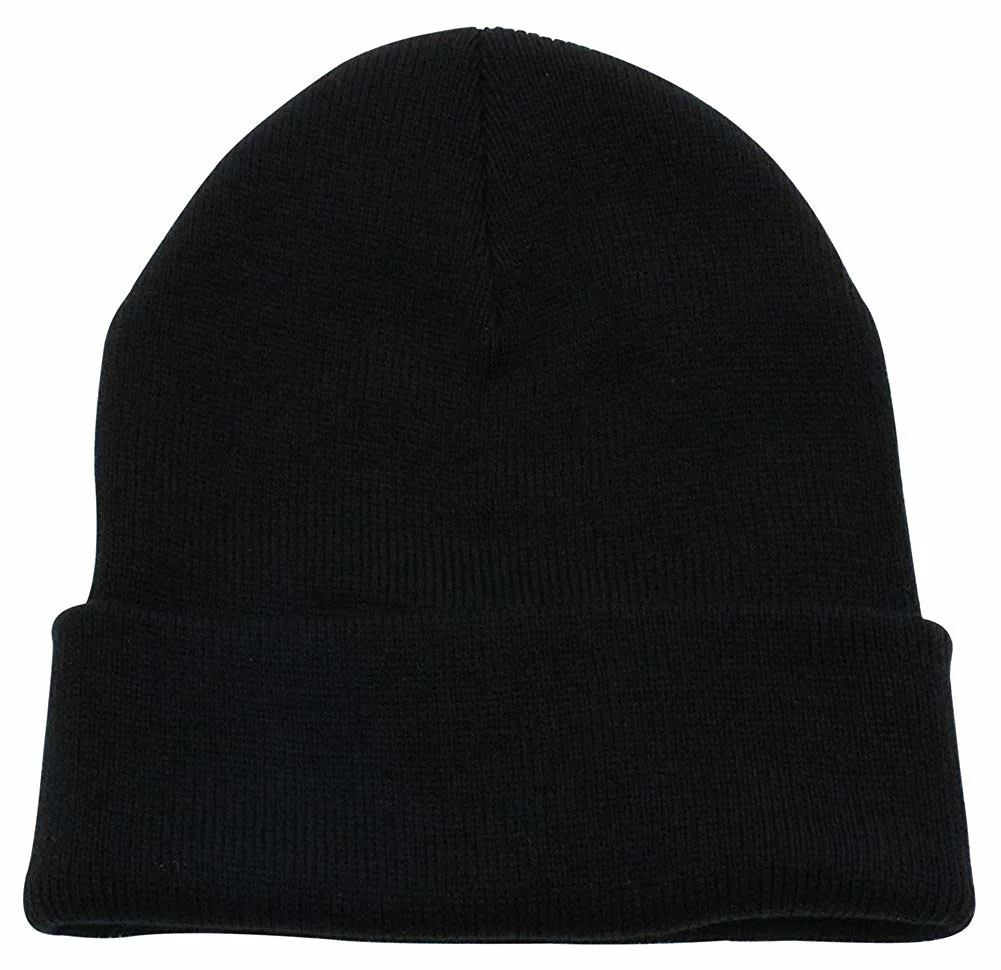 100% Acrylic Factory Wholesale Custom Unisex Cuffed Blank Plain Skull Knitted Adults Mans Beanie Hat