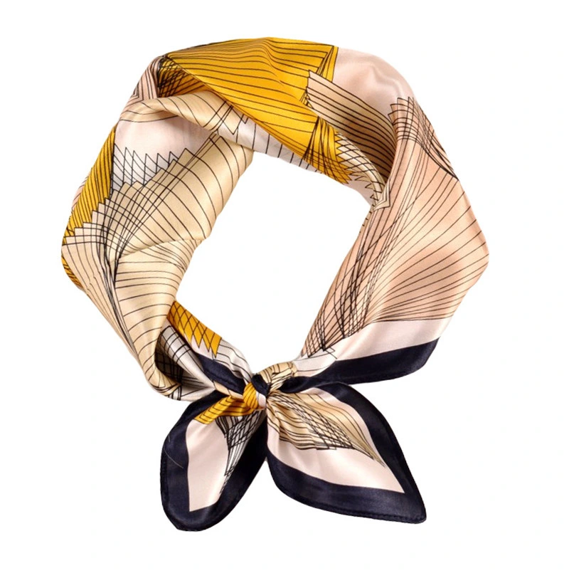 Hangzhou Silk 53cm Geometric Pattern Women&prime;s Small Square Scarf