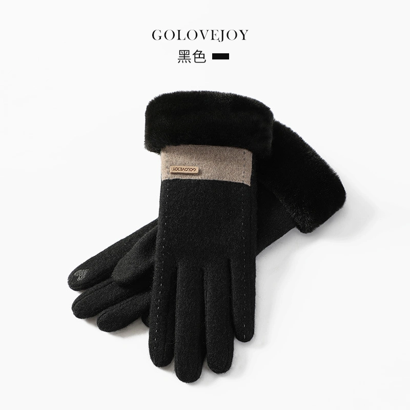 Women&prime;s Wool New Winter Cycling Warm and Fleece Shell Touch Screen Gloves