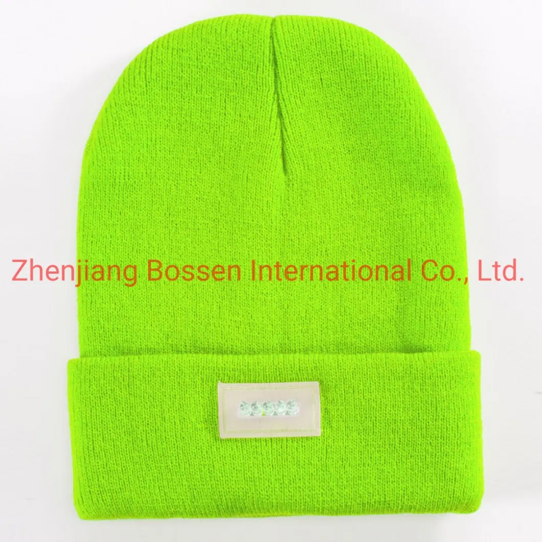 China Hat Factory OEM Custom Logo Embroidered Sports Snowboarding Winter Acrylic Knitted Reversible Beanie Hat