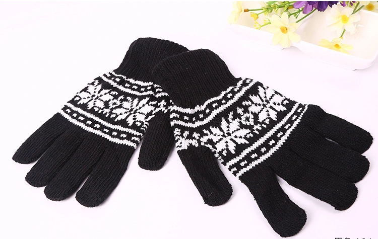 Promotional Cheap Xmas Christmas Snowflake Winter Magic Gloves Knit Jacquard Unisex