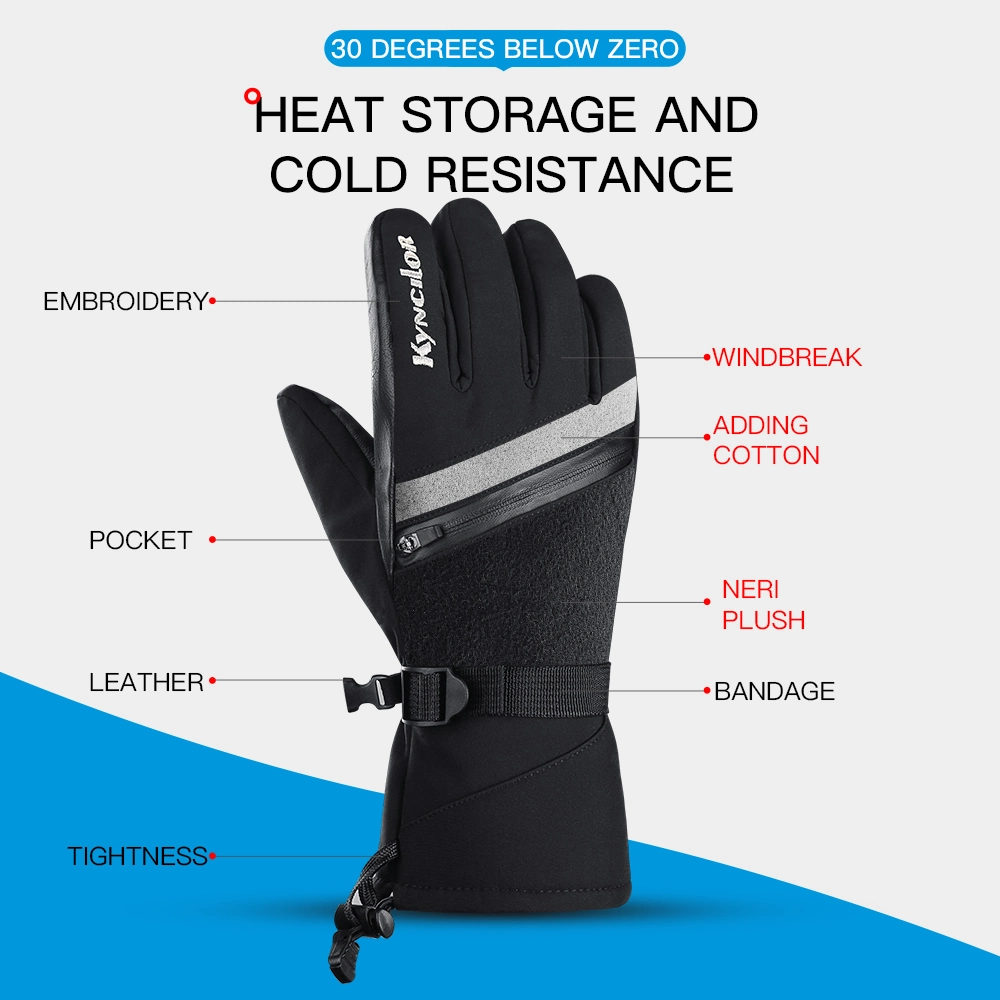 Ski Gloves Winter White Warm Riding Sports Touch Screen Five-Finger Outdoor Gloves