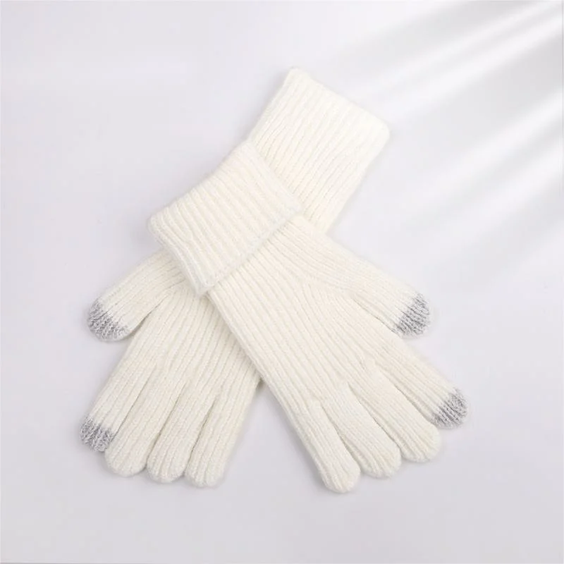 Warm New Soft and Delicate Lambswool Female Winter Knitted Touch Screen Gloves