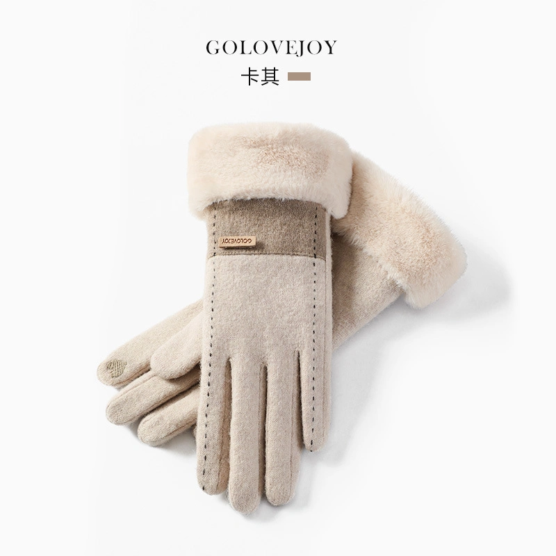 Women&prime;s Wool New Winter Cycling Warm and Fleece Shell Touch Screen Gloves