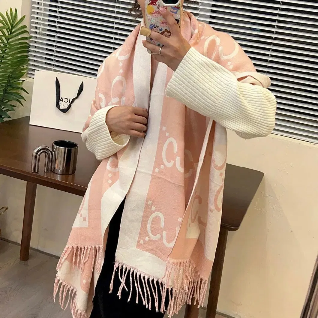 2024 Luxury Brand Designer Scarf Cashmere Double-Sided Shawl Ladies Winter Thick Warm Scarf