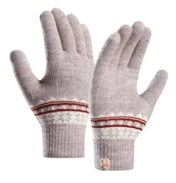 Knitted Women&prime; S Winter Fleece Warm Thick Wool Jacquard Custom Support Gloves