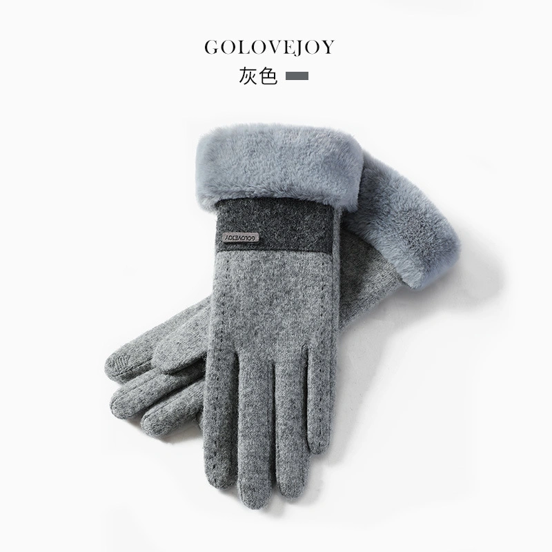 Women&prime;s Wool New Winter Cycling Warm and Fleece Shell Touch Screen Gloves