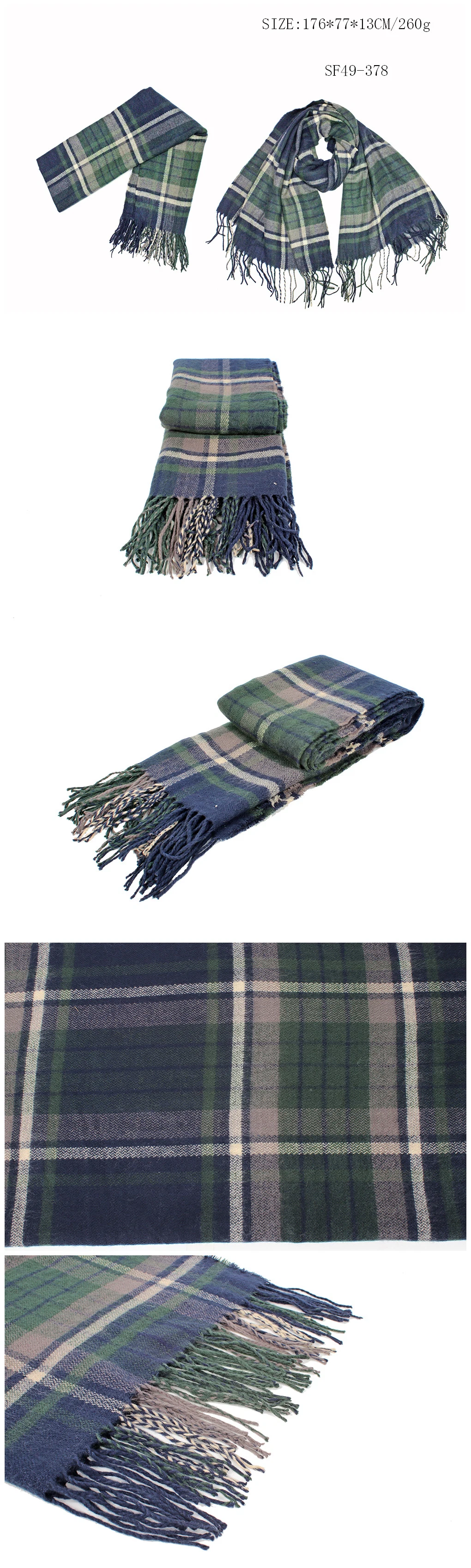 Hot New Best Style Handsome Designer Brand Man Nice Scarves Soft Hand Feel Faux Wool Men&prime;s Woven Check Warm Long Scarf for Boys