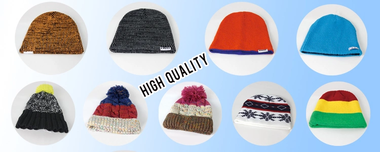 Factory Customized Plain Colors Wool Jacquard Knitted Beanie Caps Winter Sport Hat with Woven Label