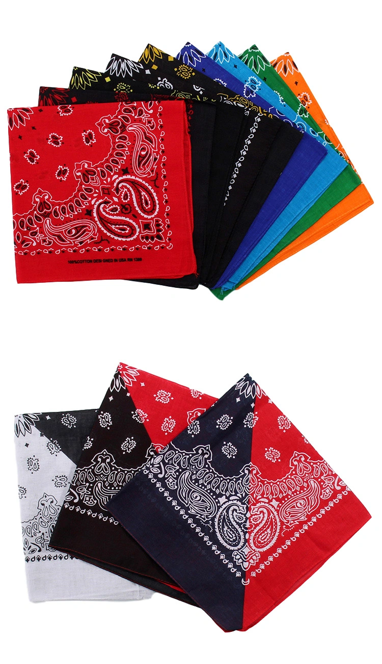 Promotional Gift Customized Kerchief Multifunctional Neck Square Wholesale Cashew Flower Cotton Head Bandana