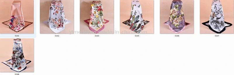 New Printed Fashion Chain Design Large Square Satin Lady Silk Scarves