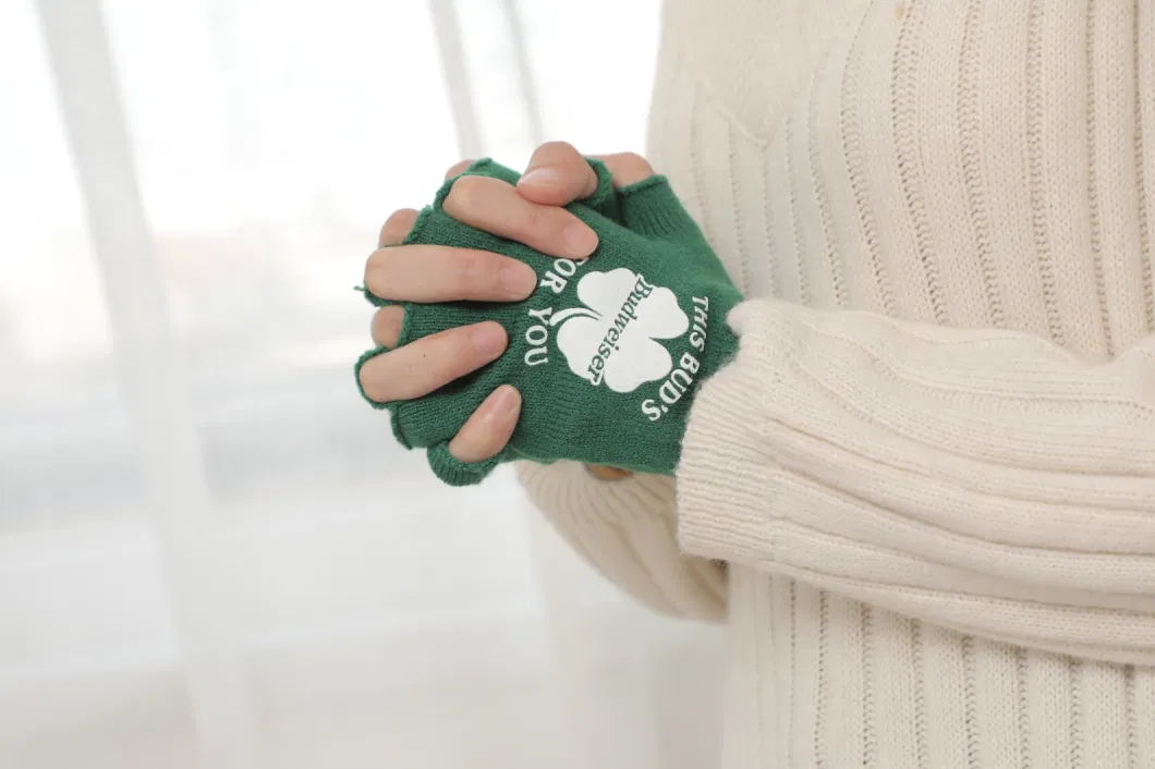 Winter Warm Acrylic Knitted Fingerless Gloves Mitten