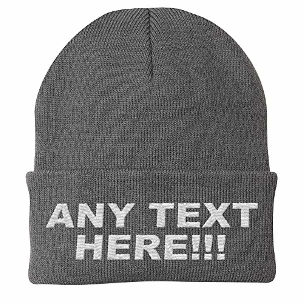 100% Acrylic Personalized Man Woman Adjustable Warm Beanie Embroidered Skull Custom Knit Hat