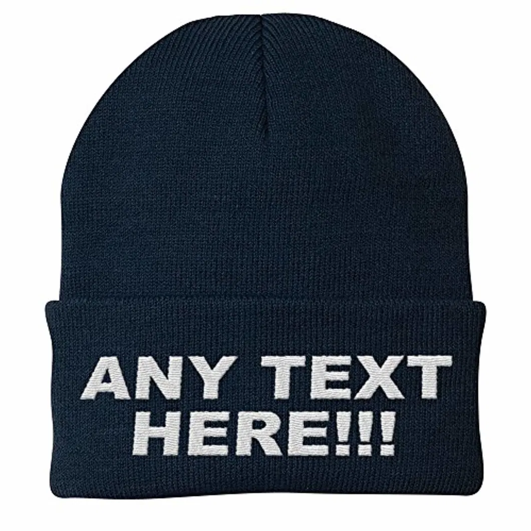 100% Acrylic Personalized Man Woman Adjustable Warm Beanie Embroidered Skull Custom Knit Hat