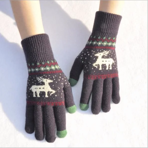 Ready Ship Touch Screen Men and Women Warm Knitted Winter Acrylic Gloves